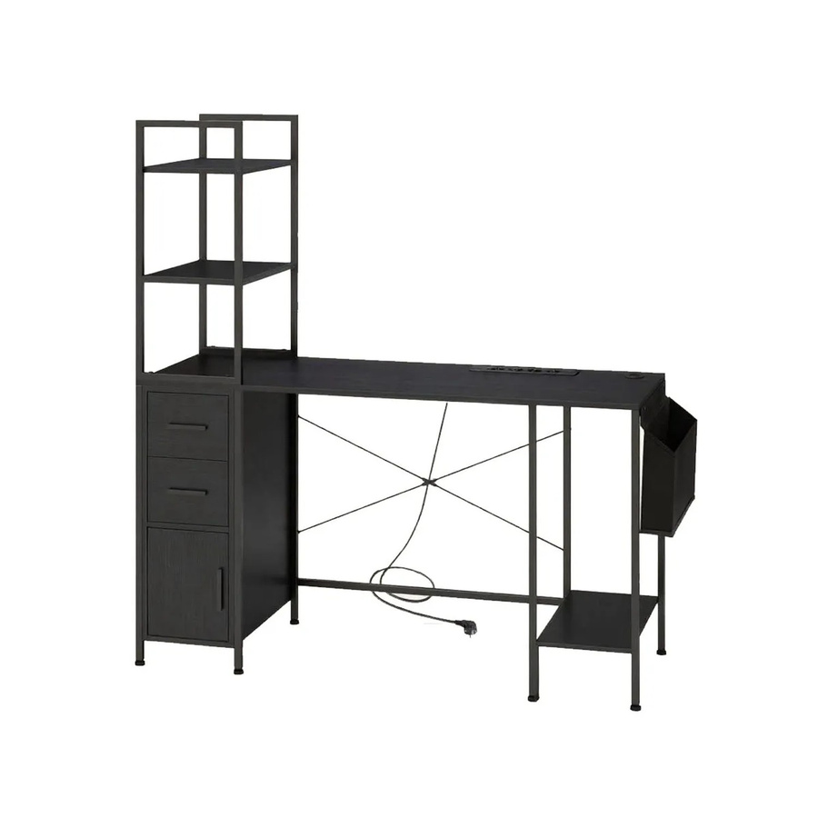 Costway Gaming Schreibtisch in Schwarz mit Ladestation und LED-Beleuchtung - Bild 2