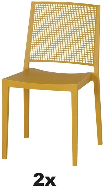 Siena Garden Stapelstuhl-Set Square 2-teilig in Mustard Yellow aus Polypropylen und Glasfaser - Bild 1