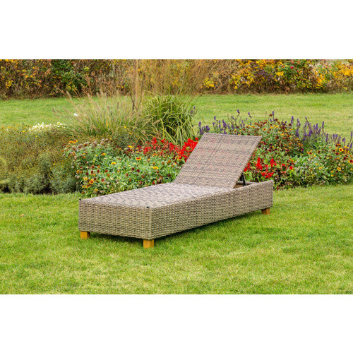 MERXX Gartenliege Toskana aus Aluminium und Akazienholz mit Auflage in Braun, B/T/H: 200 x 86 x 70 cm - Bild 2
