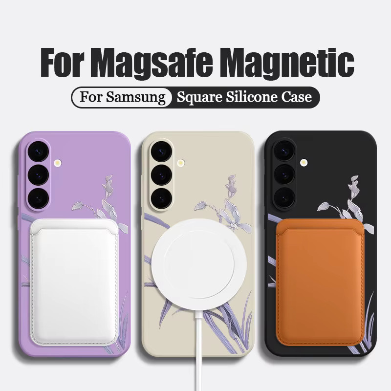 Magnetische Handyhülle mit Blumenmuster für Samsung Galaxy S25 S24 Ultra S23 S22 Plus S25 FE A17 A56 A55 A16 A15 A36 in Beige und Weiß aus weichem TPU - Bild 2