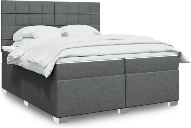 vidaXL Boxspringbett Hybrid mit Matratze und USB-Ladeport Dunkelgrau B/T/H: 200 x 200 x 150,5 cm - Bild 1