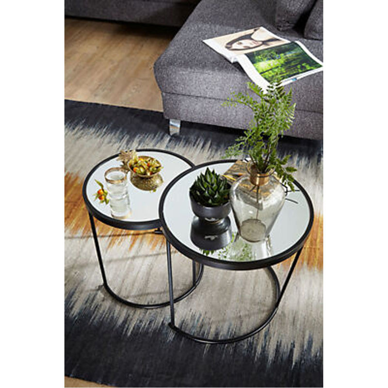 Wohnling Beistelltisch 2er-Set modern mit Glasplatte und Metallgestell in Schwarz - Bild 4
