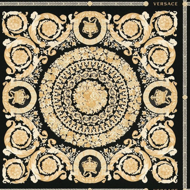 Profhome Barock Tapete Ornament glänzend in Schwarz Gold Beige, B: 0,70 m x H: 10,05 m - Bild 1