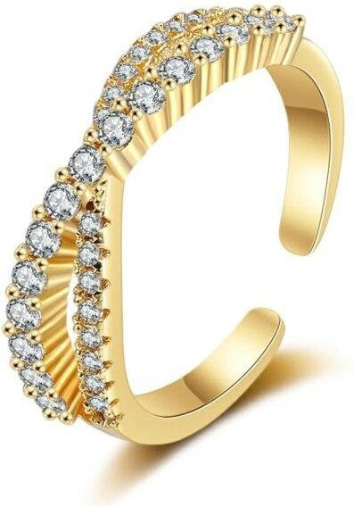 Ring 925 Silber, Gold, Zirkonia, Damen - Bild 1