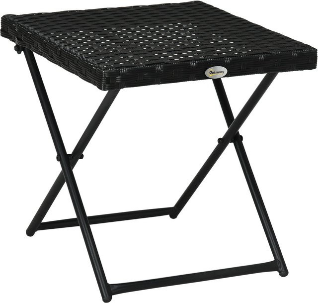 Outsunny Klappbarer Beistelltisch aus Polyrattan in Schwarz für Garten und Terrasse B/T/H: 40 x 40 x 40 cm - Bild 1