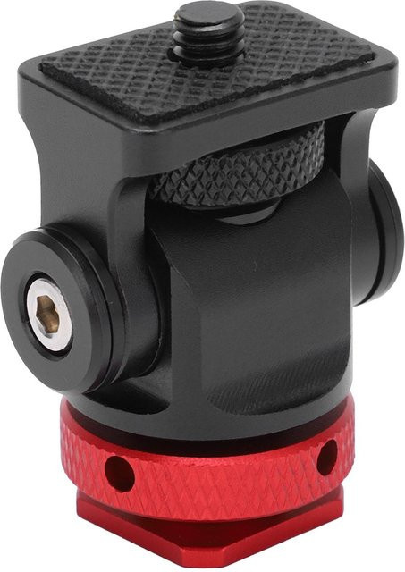 Koogeelife Mini Aluminiumlegierung Kugelkopf Stativ Kaltfußadapter mit 1/4 Zoll Schraube für SLR-Kameras in Silbergrau und Rot - Bild 1