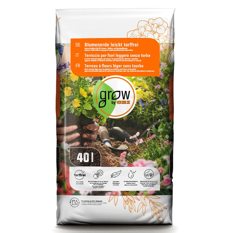 GROW by OBI Blumenerde torffrei für Zimmer, Balkon und Garten, 40 l - Bild 2