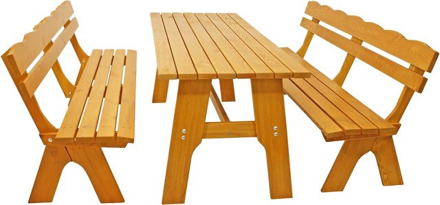 DEGAMO Gartenmöbel Garnitur FREITAL 3-teilig aus massiver Kiefer in Braun, Breite: 200 cm - Bild 1
