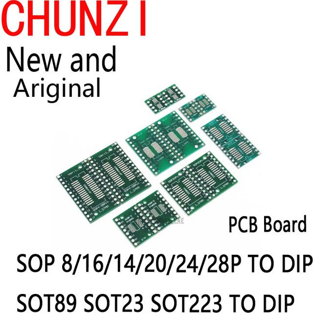 10 Stück PCB Board SMD zu DIP Adapter Konverter Platte in Grün für SOP MSOP TSSOP SOT89 SOT23 SOT223 - Bild 1