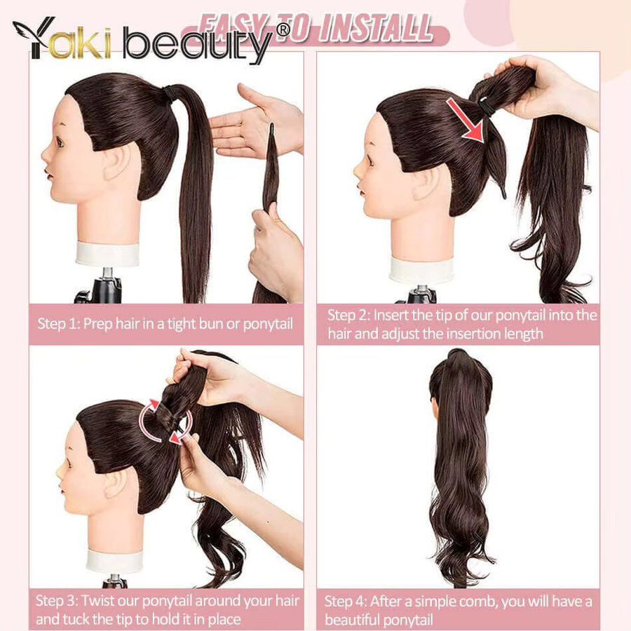 YAKIBEAUTY Haarverlängerung Pferdeschwanz, synthetisch, gewellt, Damen - Bild 3