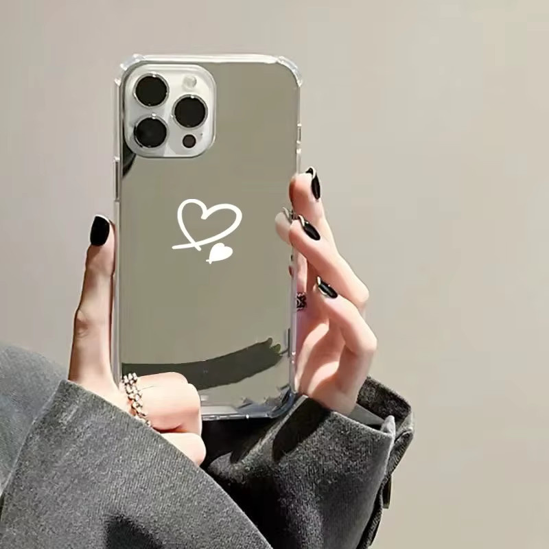 Samsung Handyhülle mit Herz-Spiegel Design für Galaxy S25 S24 S23 S22 S21 Ultra Plus FE A06 A14 A23 A36 A52 A55 A56 Softcase - Bild 2