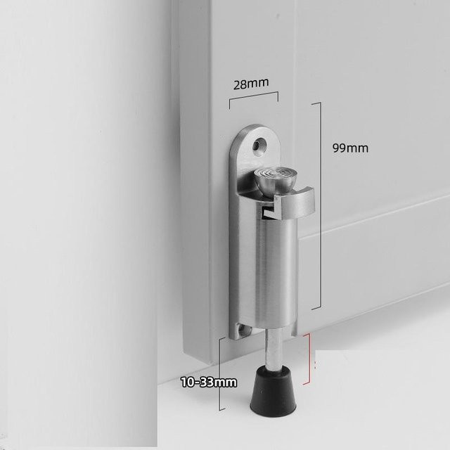 LChome Teleskop-Türstopper aus Edelstahl in Silber mit einstellbarer Position und Fußbremskeil - Bild 1