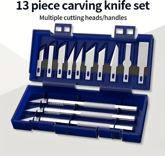vvocci 13-teiliges Kunst-Siegel-Schnitzmesser-Set aus Metall in Silber für DIY und Reparaturen - Bild 1