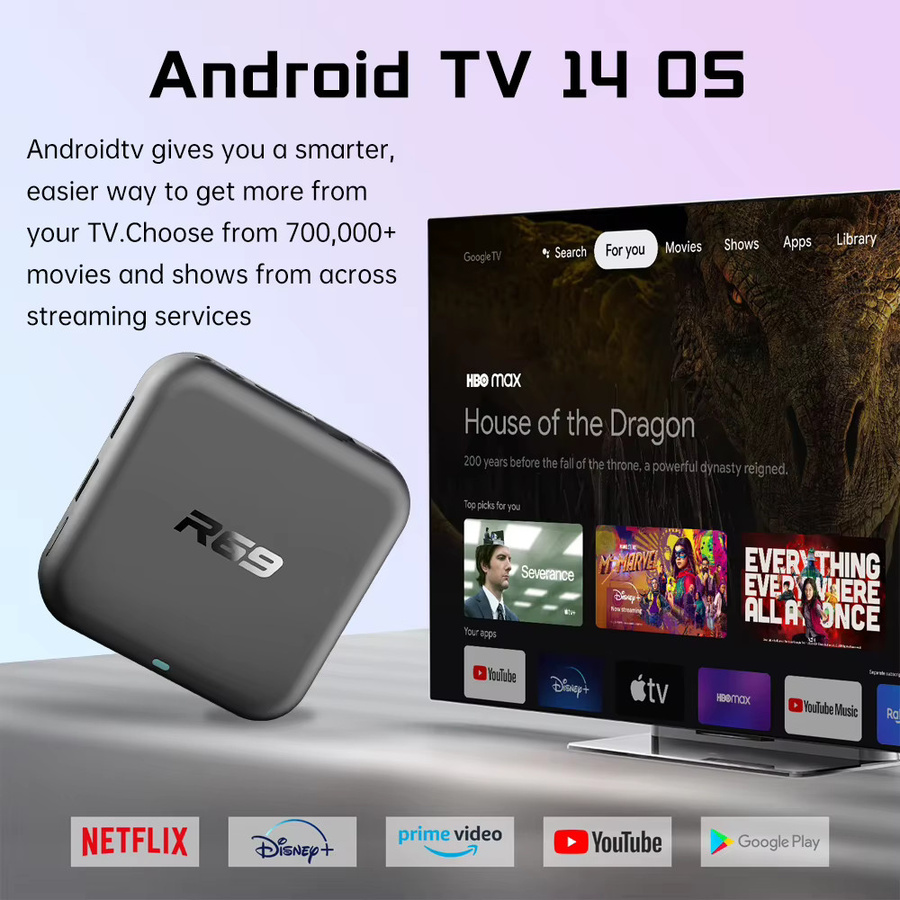 MORTAL Android 14 TV-Box R69-2 Smart Set-Top-Box mit 4K UHD HDR, Dual WLAN 2,4G/5G, BT5.0, 2GB RAM, 16GB ROM, Schwarz - Bild 2