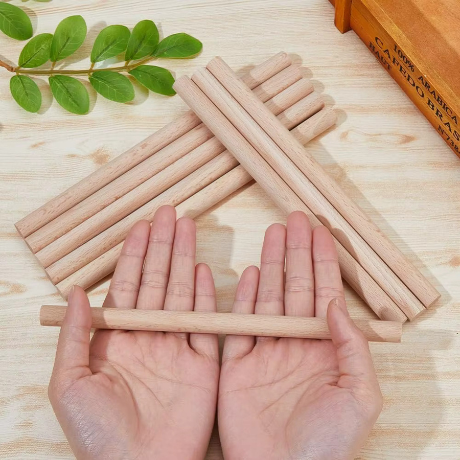 12 Stück Hartholz-Bastelstäbe in Braun für DIY-Projekte, Wandteppich und Dekoration, Durchmesser: 1,2 cm, Länge: 20 cm - Bild 3