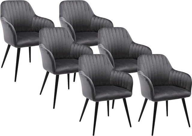 Vente-unique Eleana Stuhl aus Samt und Metall in Anthrazitgrau, Breite: 58 cm - Bild 1