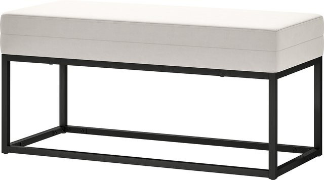 HOMCOM Eingangsbank Modern und Minimalistisch aus Samteffekt mit verstellbaren Füßen, Gepolsterte Bettbank aus Samt und Stahl, B/T/H: 94 x 42 x 44 cm, Creme - Bild 1