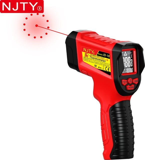 NJTY JD-10 Infrarot-Thermometer berührungslose IR-Temperaturpistole mit einstellbarem Emissionsgrad als industrielles Pyrometer - Bild 1