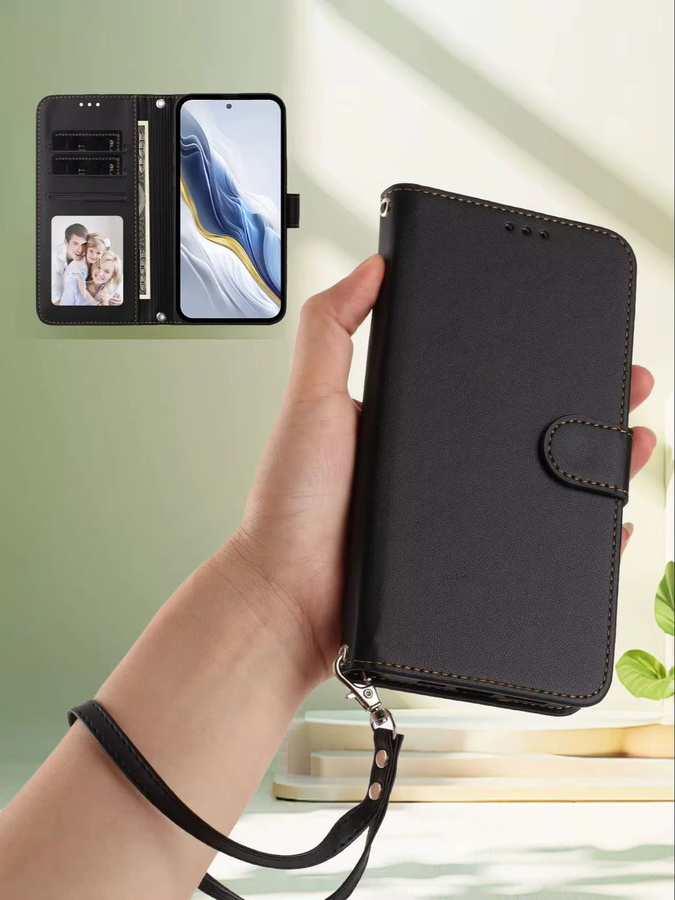 Einfarbige PU-Leder-Schutzhülle mit Kartenfächern und Lanyard für Samsung Galaxy A17 A37 A57 A36 A56 M36 A55 M56 A07 A06 in Blau oder Schwarz - Bild 6