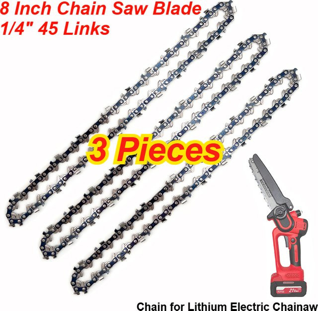 Victopeak 3er-Set Kettensägenketten für Lithium-Elektrokettensägen, Silber, Länge: 20,3 cm, Antrieb: 1/4 Zoll, 45 Glieder - Bild 1