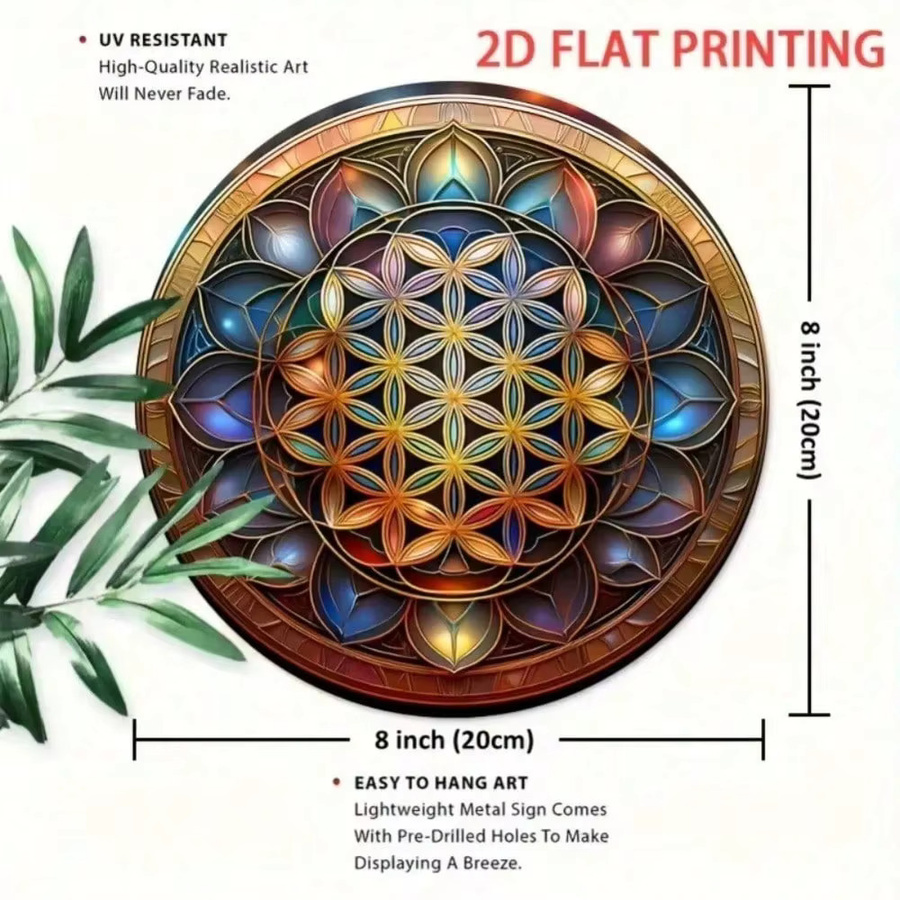 CIFBUY Mandala Wandkunst Blume des Lebens aus Eisen, mehrfarbig, Durchmesser: 20,3 cm - Bild 2
