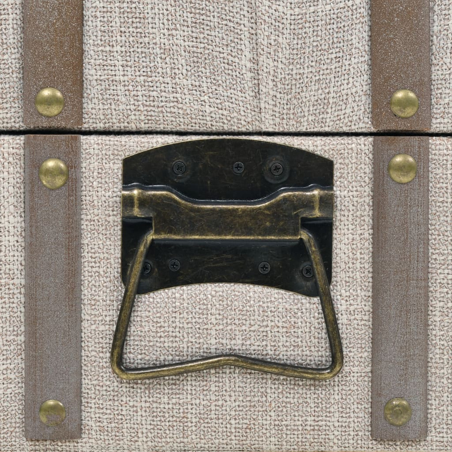 vidaXL Aufbewahrungsbank aus Tannenholz und Stahl in Beige und Weiß, B/T/H: 111 x 34 x 37 cm - Bild 3