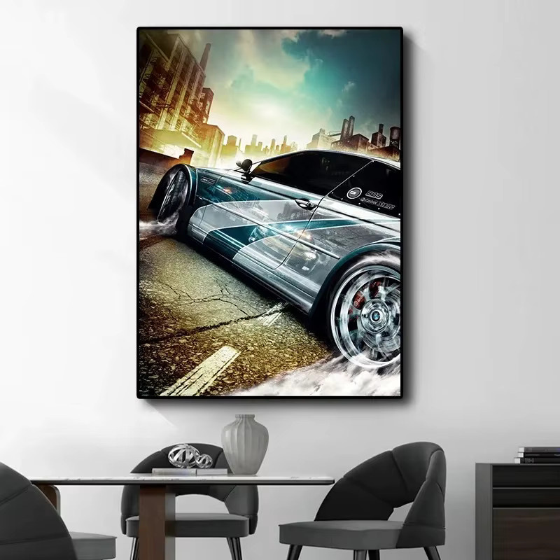 Rallye Need for Speed Kunst Poster auf Leinwand mit Rennwagen Motiv in Mehrfarbig - Bild 3