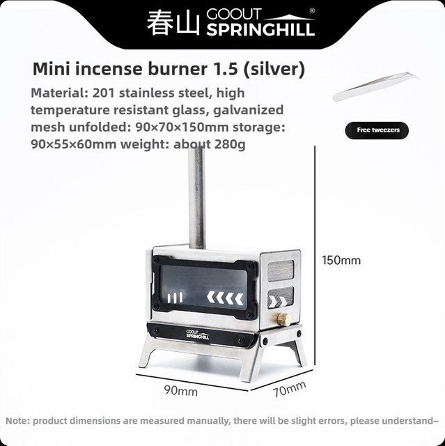 GooutSpringhill Klappbarer Mini-Holzofen für Camping und Reisen, Silber, B/T/H: 15,0 x 9,0 x 7,0 cm - Bild 1