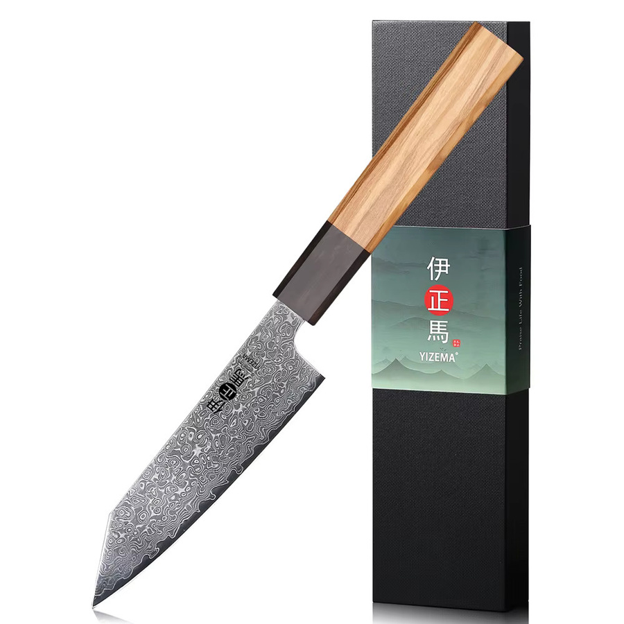 YIZEMA Allzweckmesser aus Damaststahl mit Holzgriff, 12,7 cm Profi-Küchenmesser für Obst, Gemüse und Fleisch - Bild 6