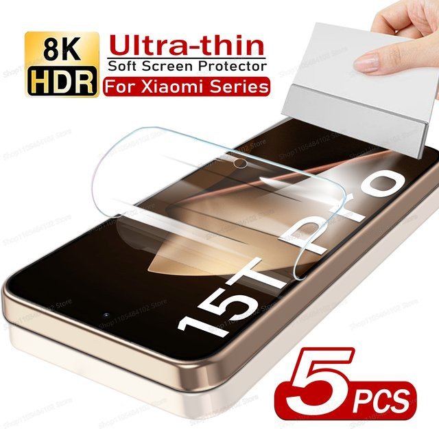 5 Stück transparente Hydrogel-Displayschutzfolien für Xiaomi 15T 17 Pro Max 15 14 13 Ultra 12 11 Lite 11T 12T 13T 14T Pro - Bild 1