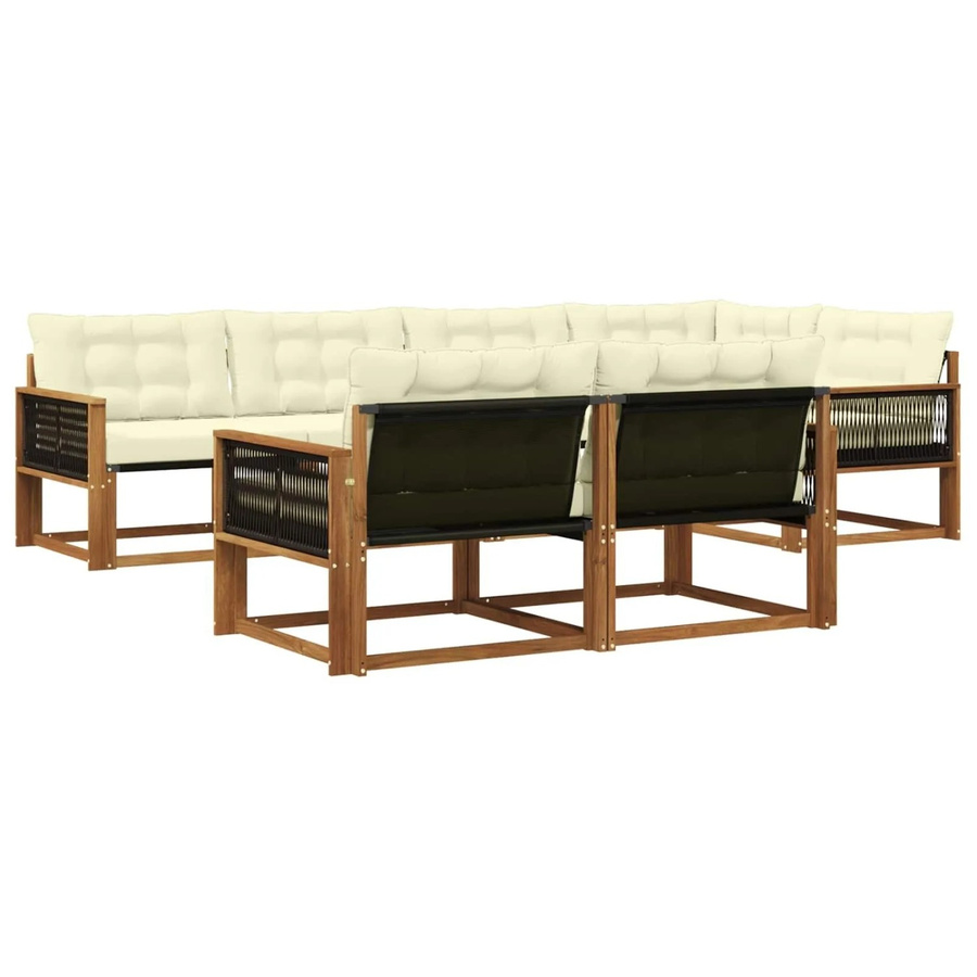 vidaXL Outdoor-Sofagarnitur L-Form aus Akazienholz mit Textilene und Kissen in Braun und Beige - Bild 2