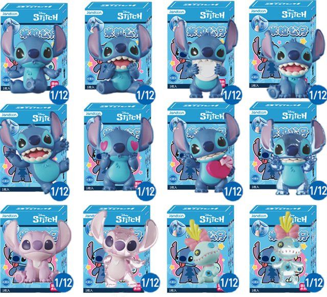 Jandoon Disney Lilo & Stitch Blind Box Angel und Scrump Mini Action Figuren aus PVC, Multicolor - Bild 1