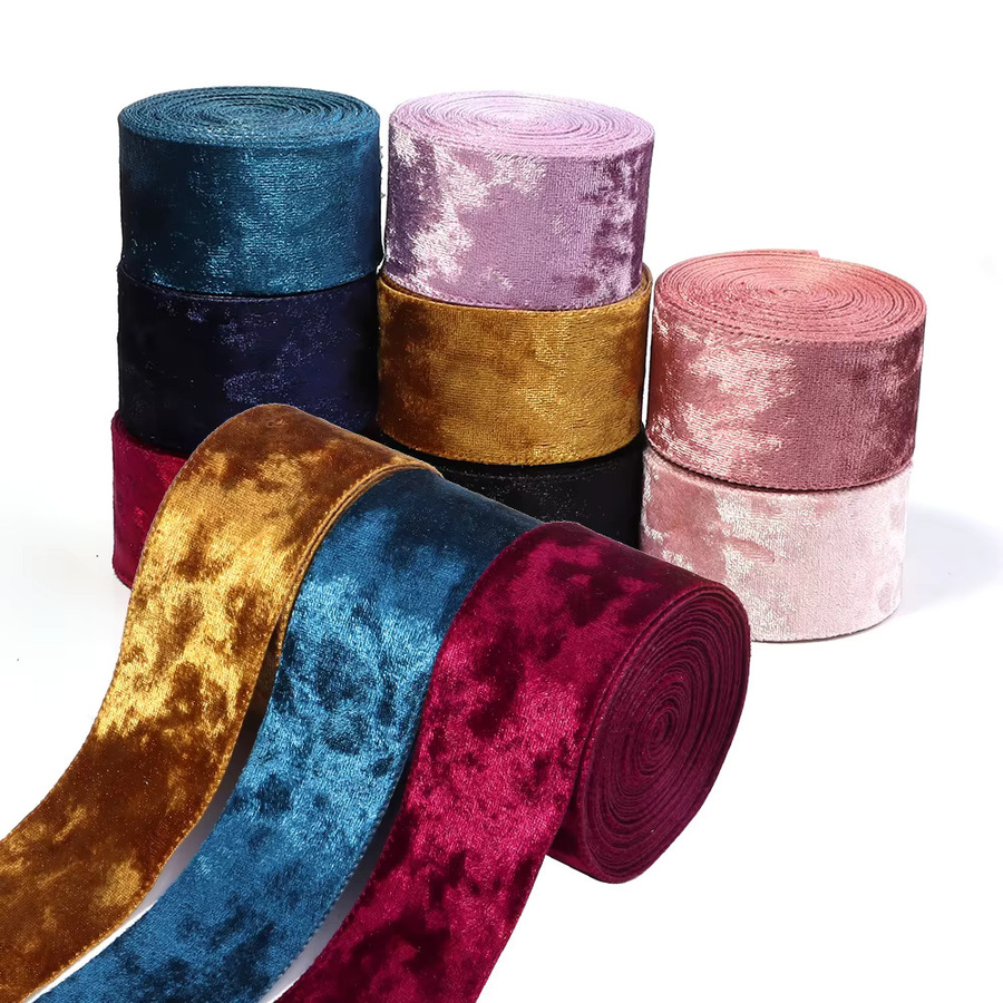 Vintage Weihnachts-Samtband für DIY, Hochzeit und Dekoration, 5 Yards, Farben: Grün, Weinrot, Braun und Mehrfarbig - Bild 4