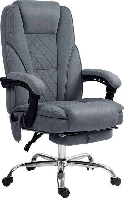 Vinsetto Ergonomischer Massagesessel und beheizter Bürostuhl von Aosom in Grau mit ausziehbarer Fußstütze und 360-Grad-Drehung - Bild 1