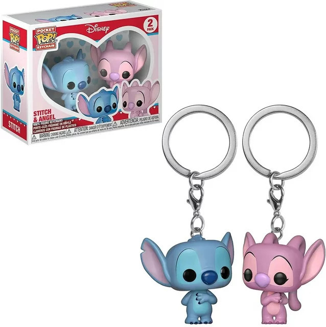 Funko Disney Stitch & Angel, Schlüsselanhänger-Spielzeug, 2er-Pack, Vinyl-Figur - Bild 1