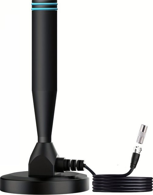Digitale HDTV Zimmerantenne Mini DVB-T2 Antenne mit 5m Kabel und starker Signalverstärkung in Schwarz - Bild 1