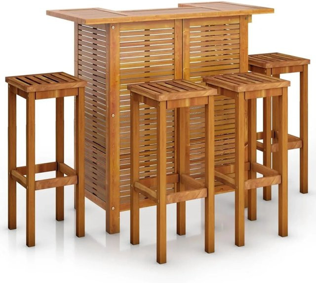 vidaXL 5-teiliges Gartenbar-Set aus Massivholz Akazie in Braun - Bild 1