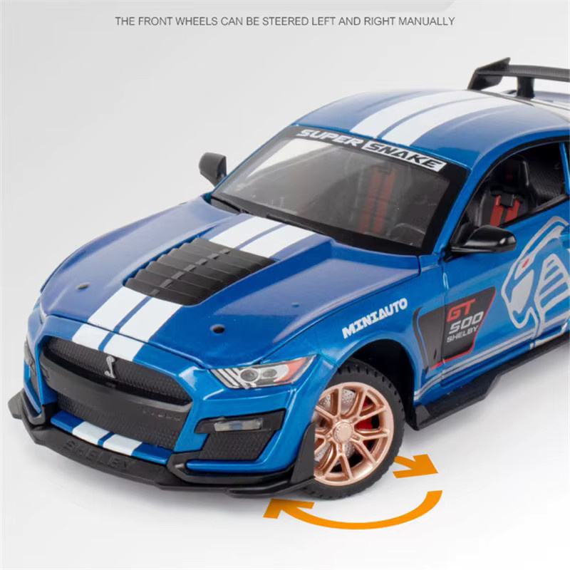 MAKEDA Ford Mustang Shelby GT500, Sportwagen Modell, 1:24, Metall, mit Licht und Sound, orange - Bild 4