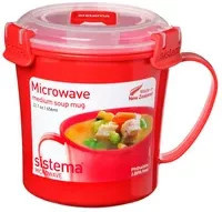 sistema Mikrowellengeschirr Soup Mug Microwave in Rot und Transparent aus Kunststoff, mikrowellen- und spülmaschinenfest - Bild 1