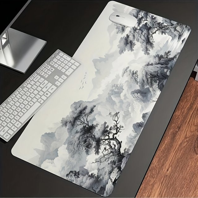 Extra großes Mauspad mit Tuschemalerei-Design in Multicolour, rutschfeste Gummiunterseite und waschbare Oberfläche für PC, Büro und eSports - Bild 1