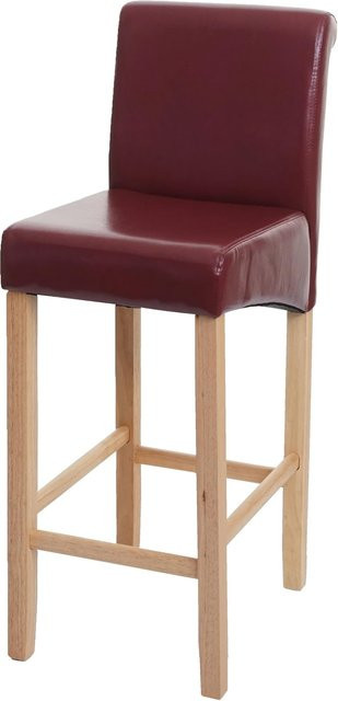 Barhocker MCW-C33 im Retro-Look aus Kunstleder und Holz, rot-braun, B/T/H: 39 x 53 x 105 cm - Bild 1