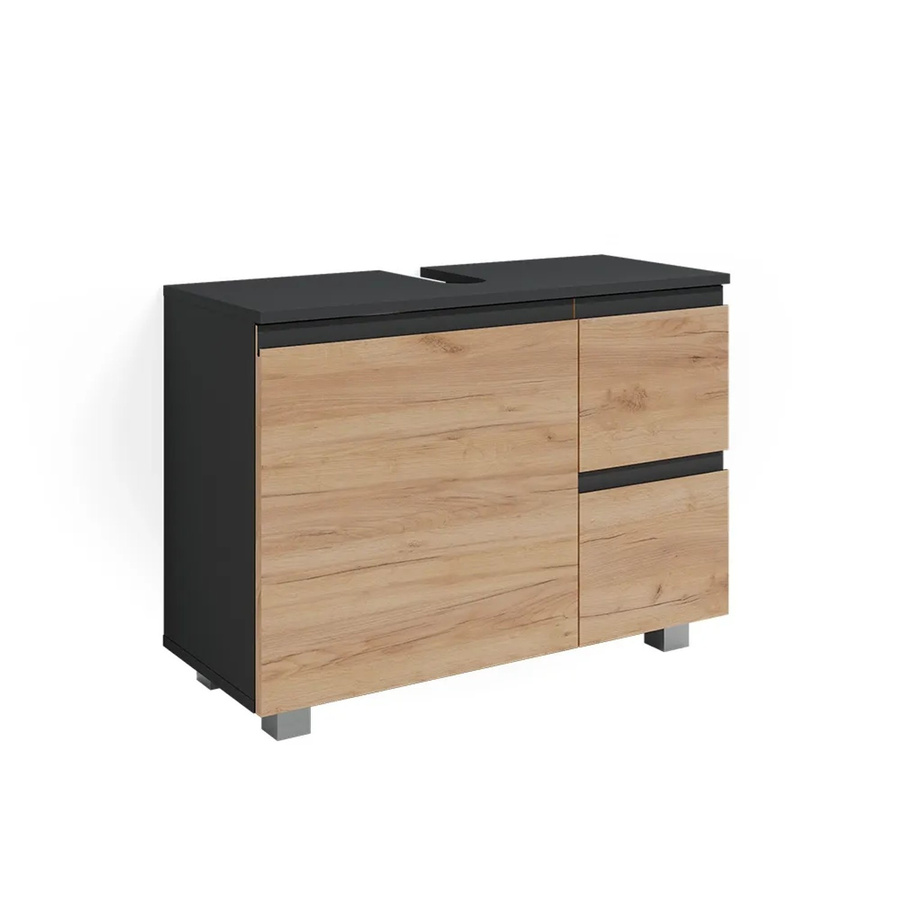 Vicco Waschtischunterschrank J-Shape in Anthrazit und Eiche, moderner Waschbeckenunterschrank für dein Badezimmer, B/T: 80 x 61 cm - Bild 3