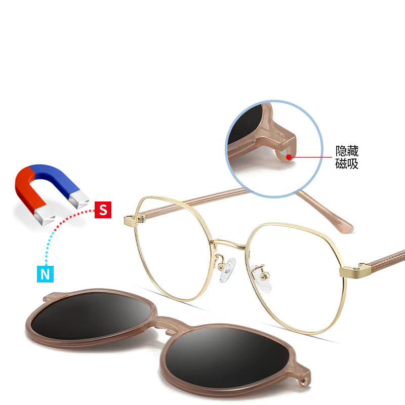 CCspace Lesebrille mit magnetischem Clip, Sonnenbrille, Metall, Rund, Damen - Bild 2