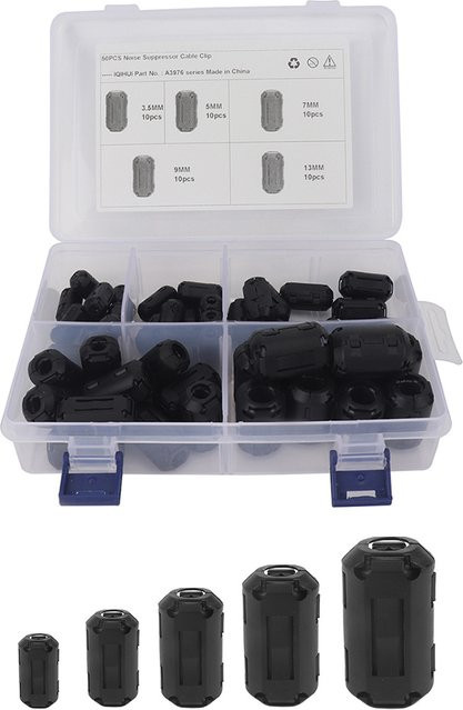 APWIKOGER Clip-on Ferrit Ring Core Bead Choke EMI RFI Filter Noise Suppressor für USB Audio Video und Netzkabel, Schwarz - Bild 1
