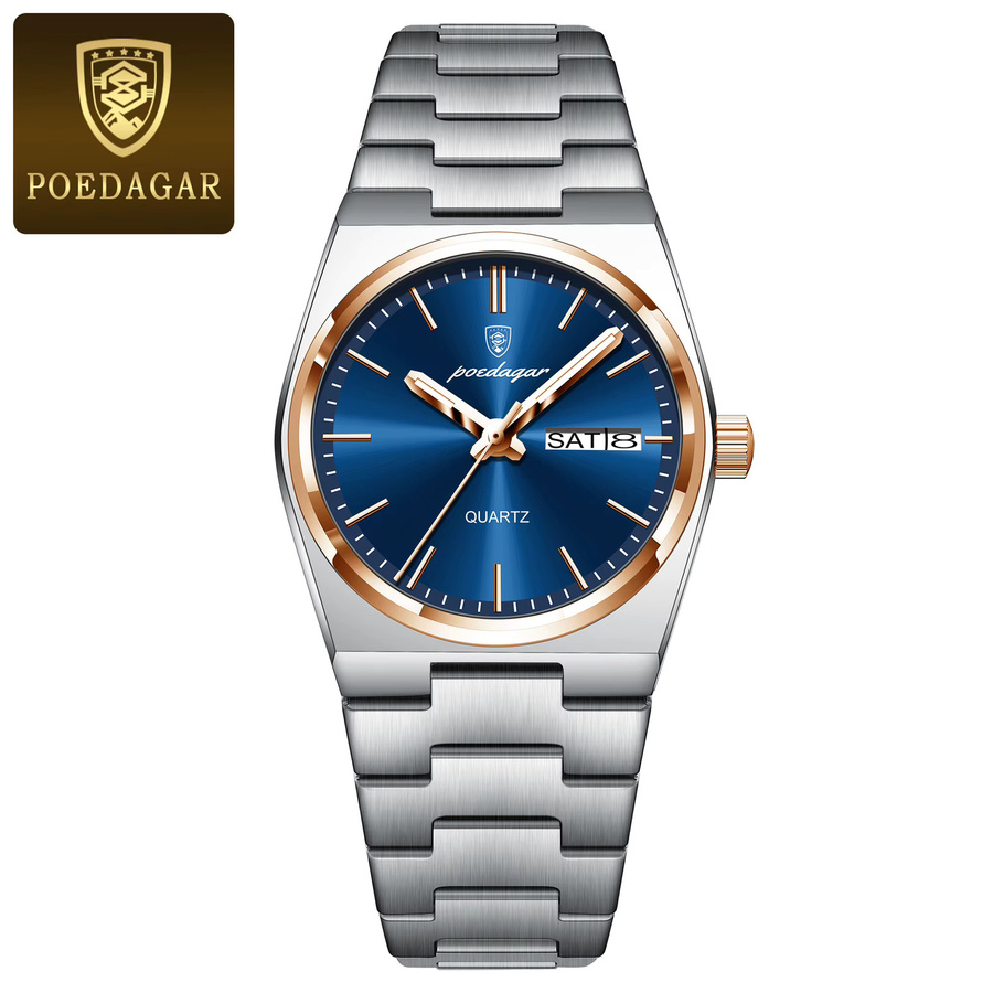 POEDAGAR Armbanduhr Edelstahl, Quarz, Silber, Damen - Bild 5