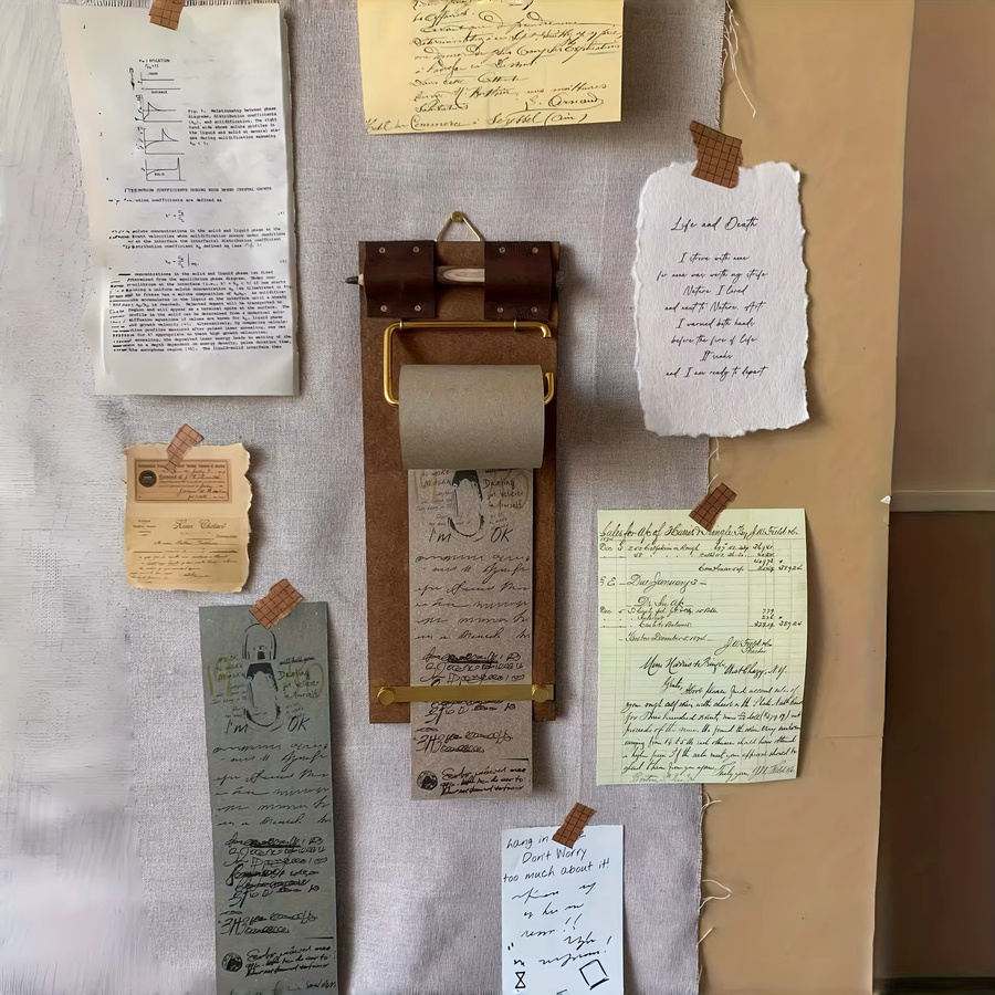 Vintage Klemmbrett mit abreißbarem Notizblock in Braun und Weiß für Büro, Restaurant oder Café - Bild 2