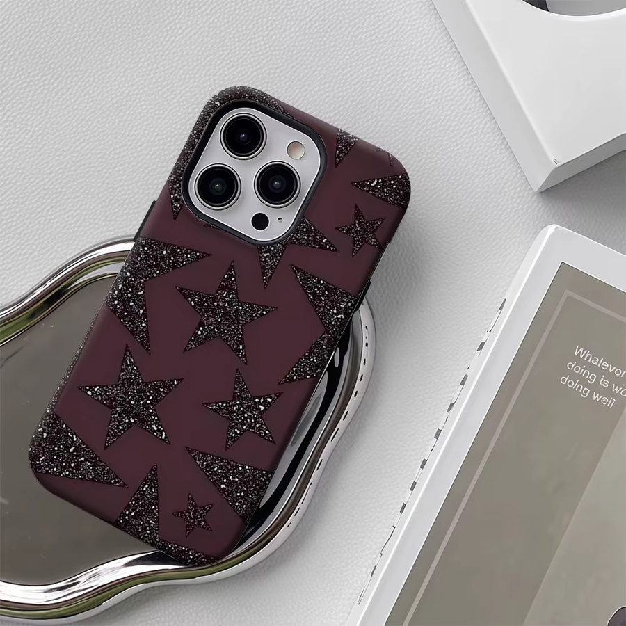 Potdemiel Glitzer-Stern Handyhülle für iPhone 17 16 15 14 13 Pro Max Plus mit Magnetfunktion in Purple - Bild 4