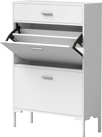 HOMCOM Schuhschrank als Schuhkommode und Schuhkipper in Weiß, Aufbewahrung für bis zu 12 Paar Schuhe, B/T/H: 75 x 26 x 110 cm