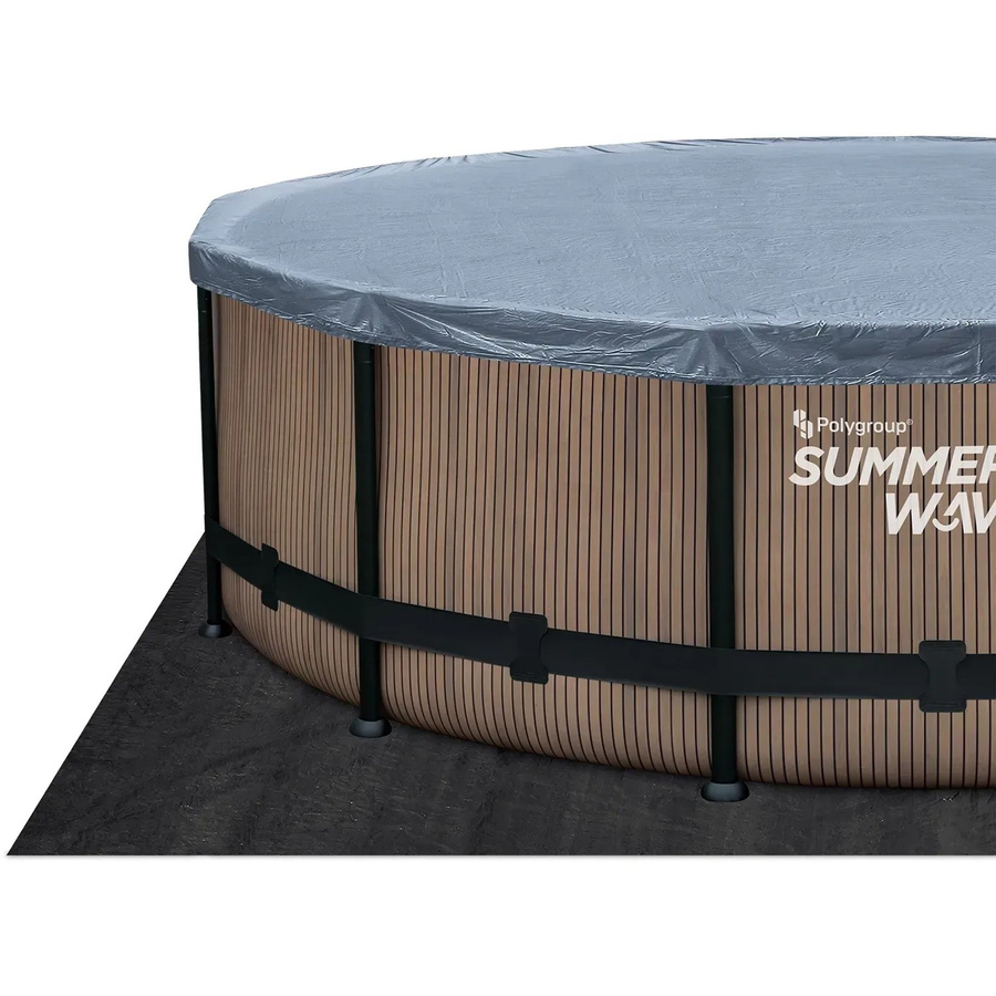 Summer Waves Elite Pool in Grau mit Teak-Optik und Metallrahmen, Durchmesser: 488 cm, Höhe: 122 cm - Bild 4