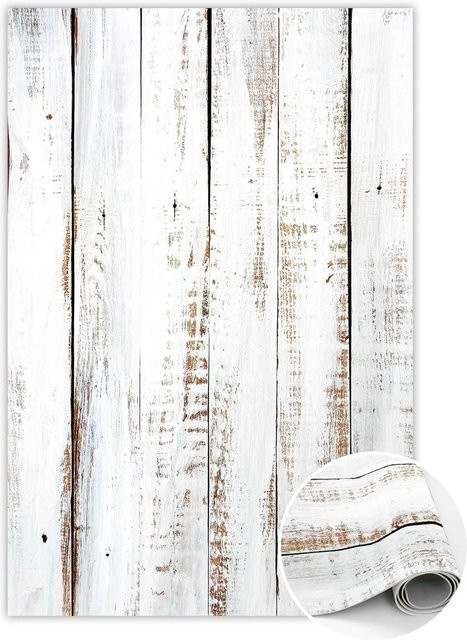 Tulup Teppich in Holzoptik aus PVC, Weiß, Rechteckig, B/H: 60 x 90 cm - Bild 1